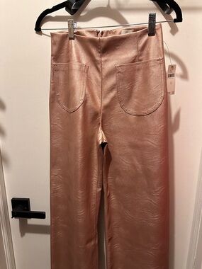 ANTHROPOLOGIE The Colette Crop Metallic Faux Leather Ruffle-Hem Pants by Maeve